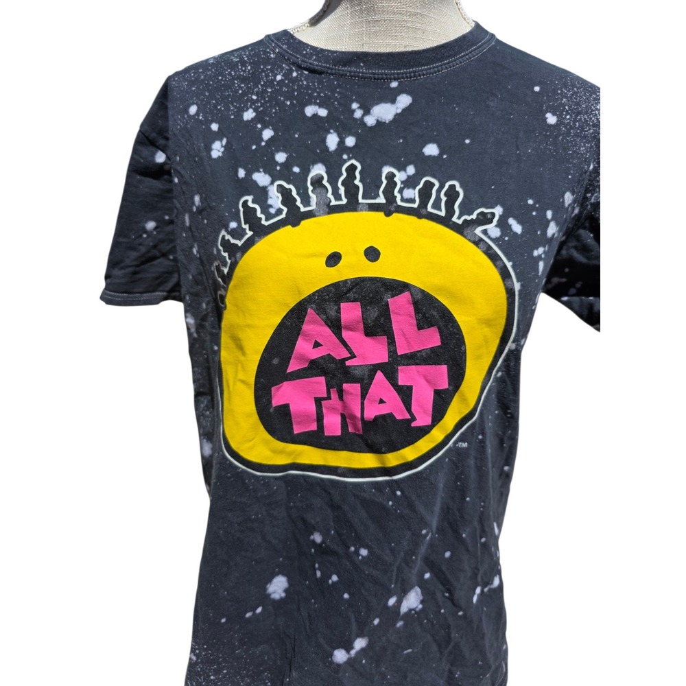 Nickelodeon 100% cotton All That T-Shirt Bleach Splatter Graphic Tee Black M